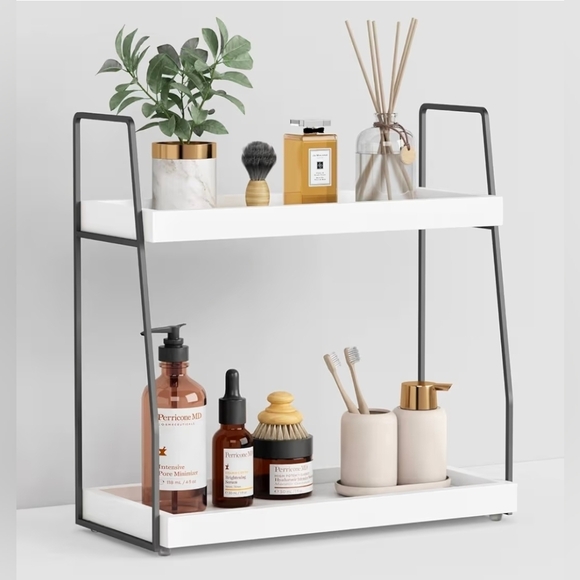 Other - Forbena 2 Tier Bathroom Counter OrganizModern White and Black Bathroom Organizer
